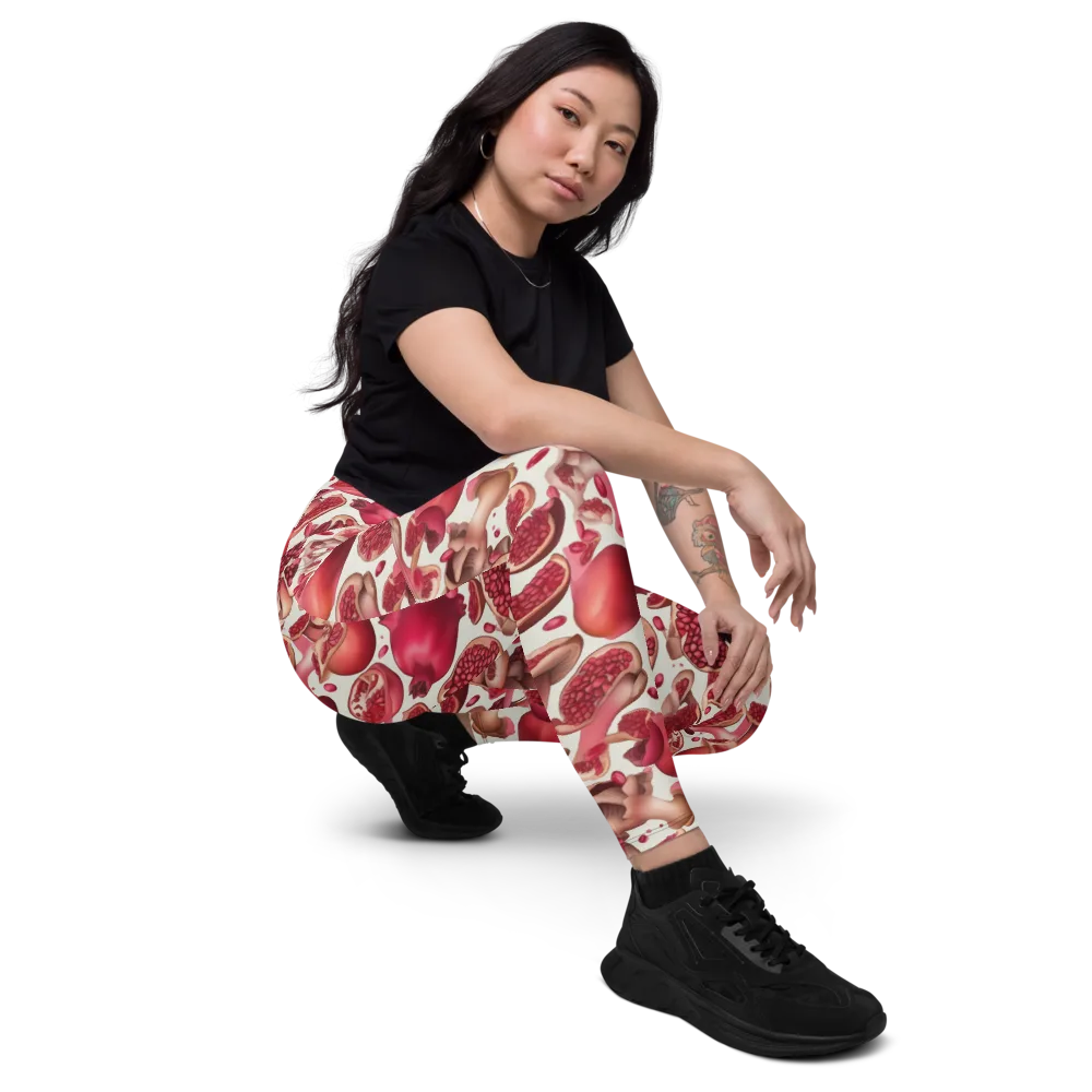 Pomegranate Parlor on Leggings with Pockets — Right Front