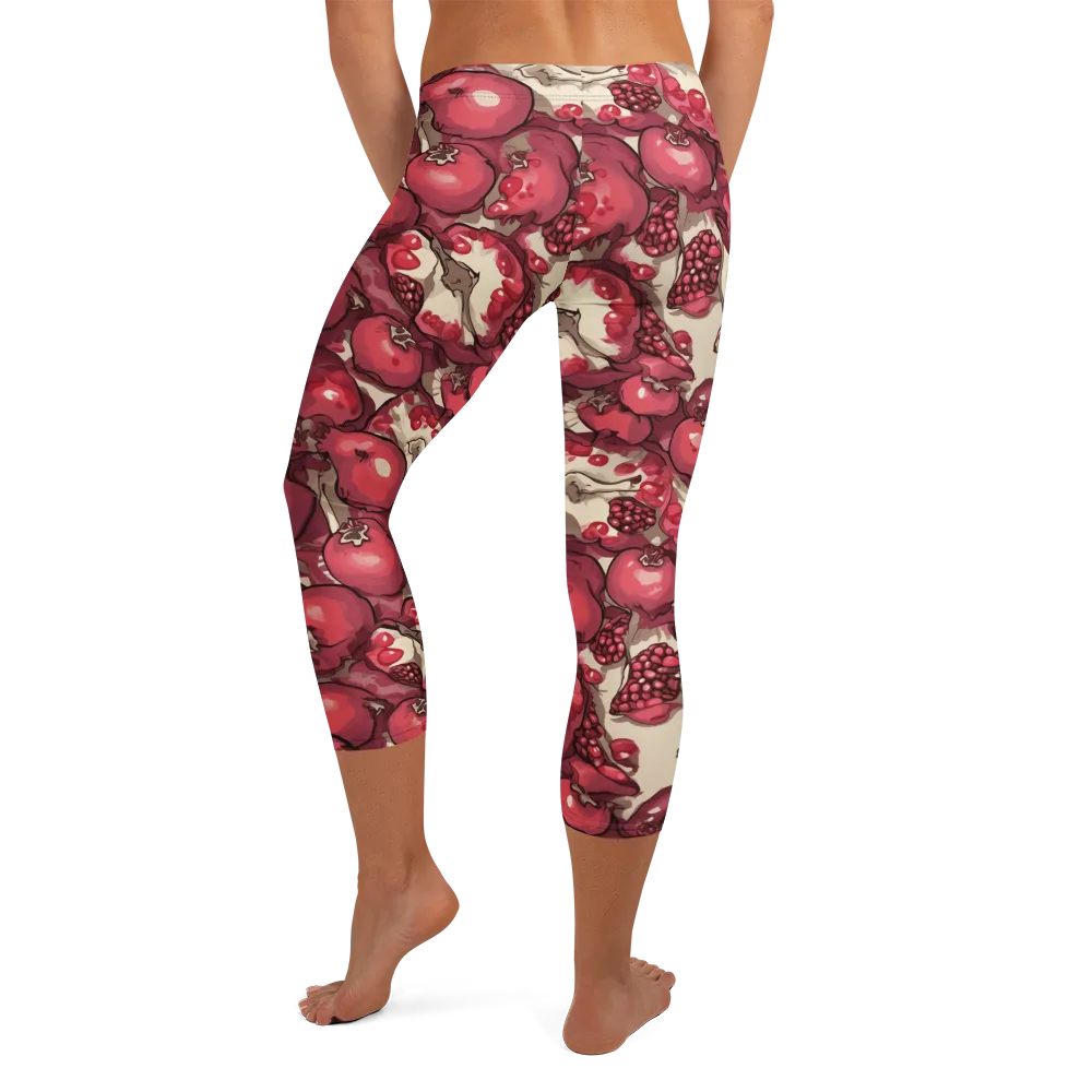 Pomegranate Rhapsody on Capri Leggings — Back