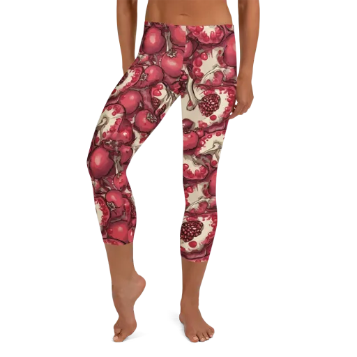 Pomegranate Rhapsody on a Capri Leggings