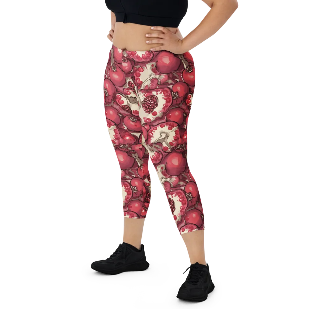 Pomegranate Rhapsody on Capri Leggings — Front