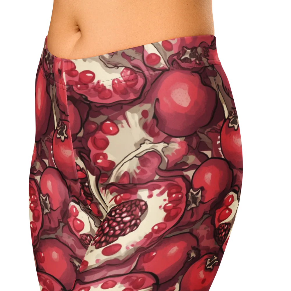 Pomegranate Rhapsody on Capri Leggings — Zoomed-in