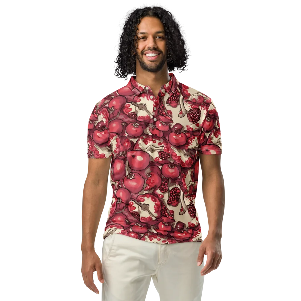 Pomegranate Rhapsody on Men's Slim Fit Polo Shirt — Front