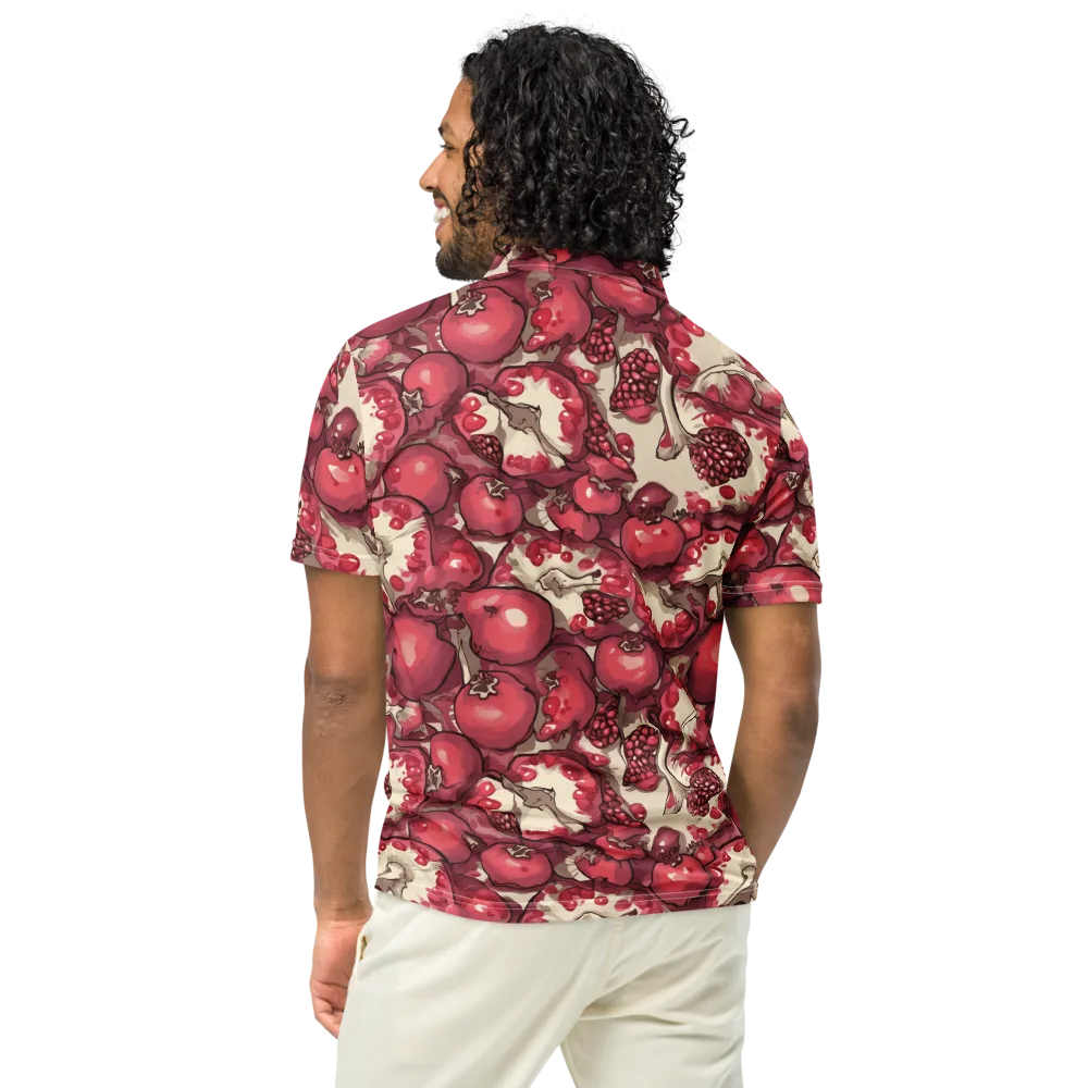 Pomegranate Rhapsody on Men's Slim Fit Polo Shirt — Back