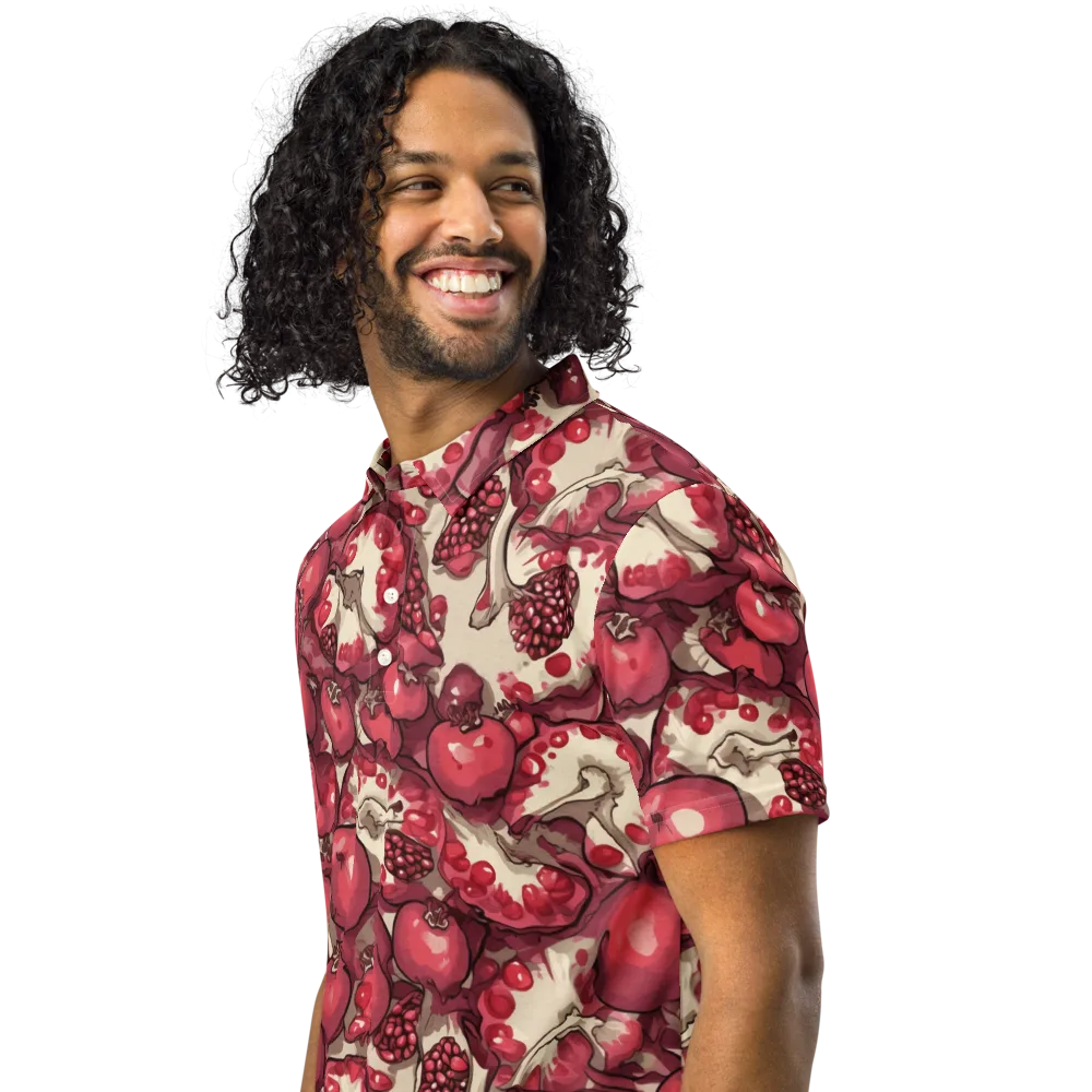 Pomegranate Rhapsody on Men's Slim Fit Polo Shirt — Left Front