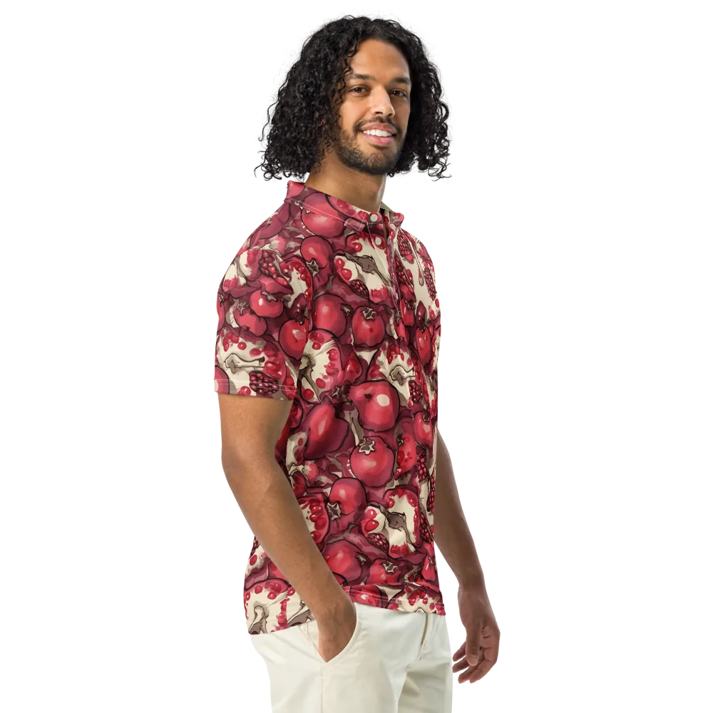 Pomegranate Rhapsody on Men's Slim Fit Polo Shirt — Right Front