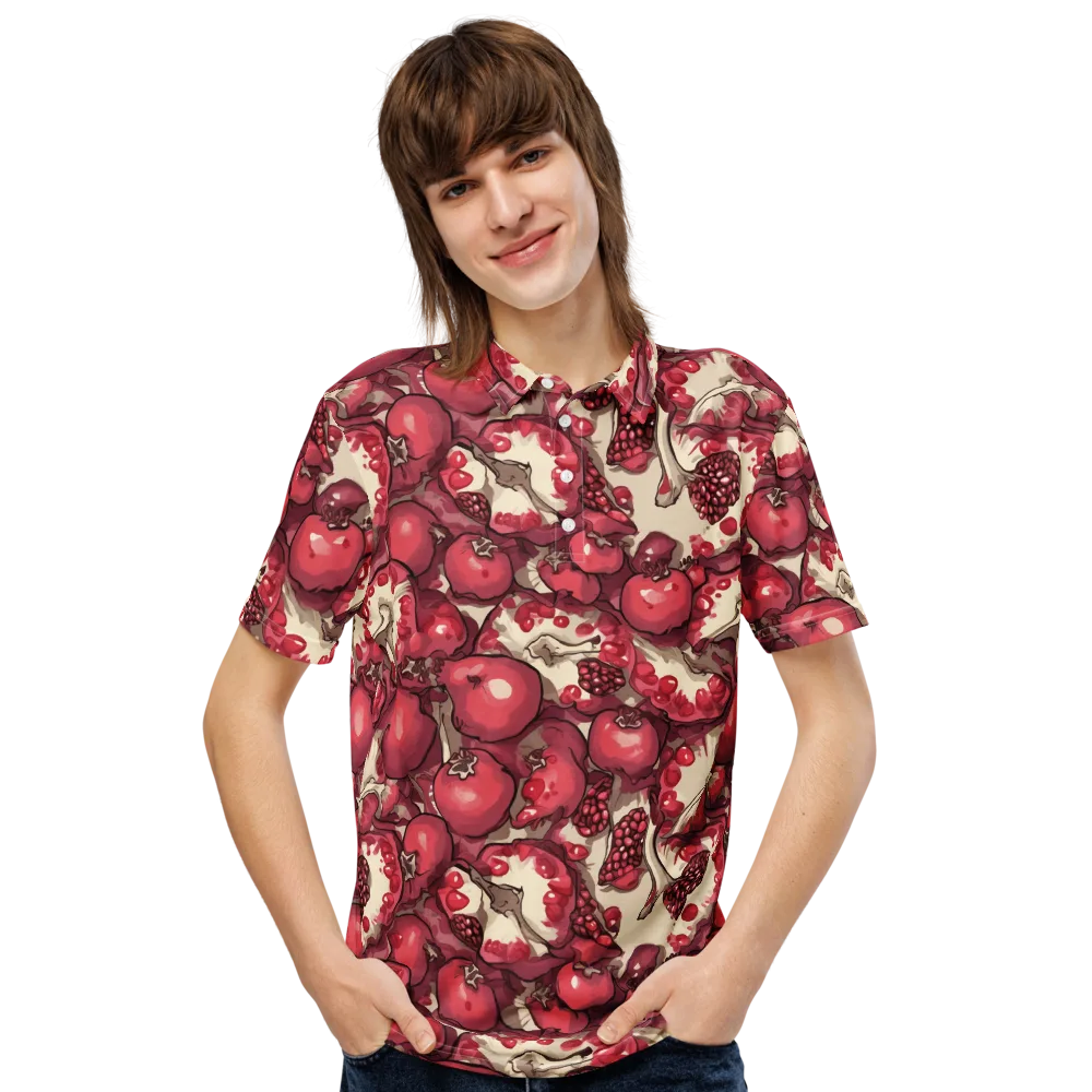 Pomegranate Rhapsody on Men's Slim Fit Polo Shirt — Front