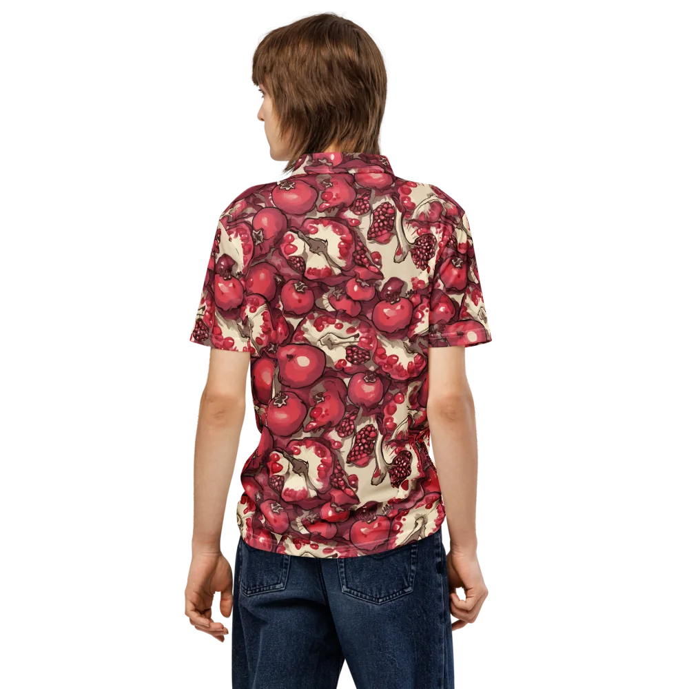Pomegranate Rhapsody on Men's Slim Fit Polo Shirt — Back