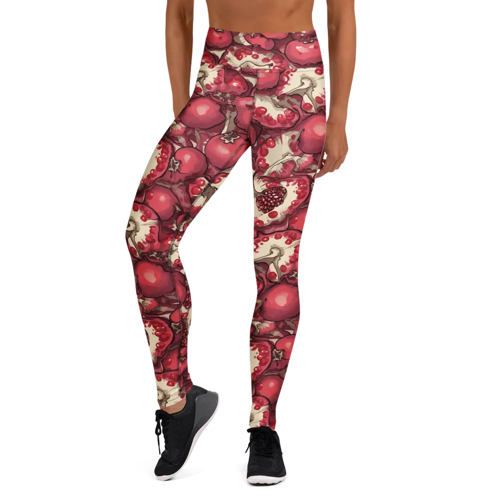 Pomegranate Rhapsody on Yoga Leggings — Front