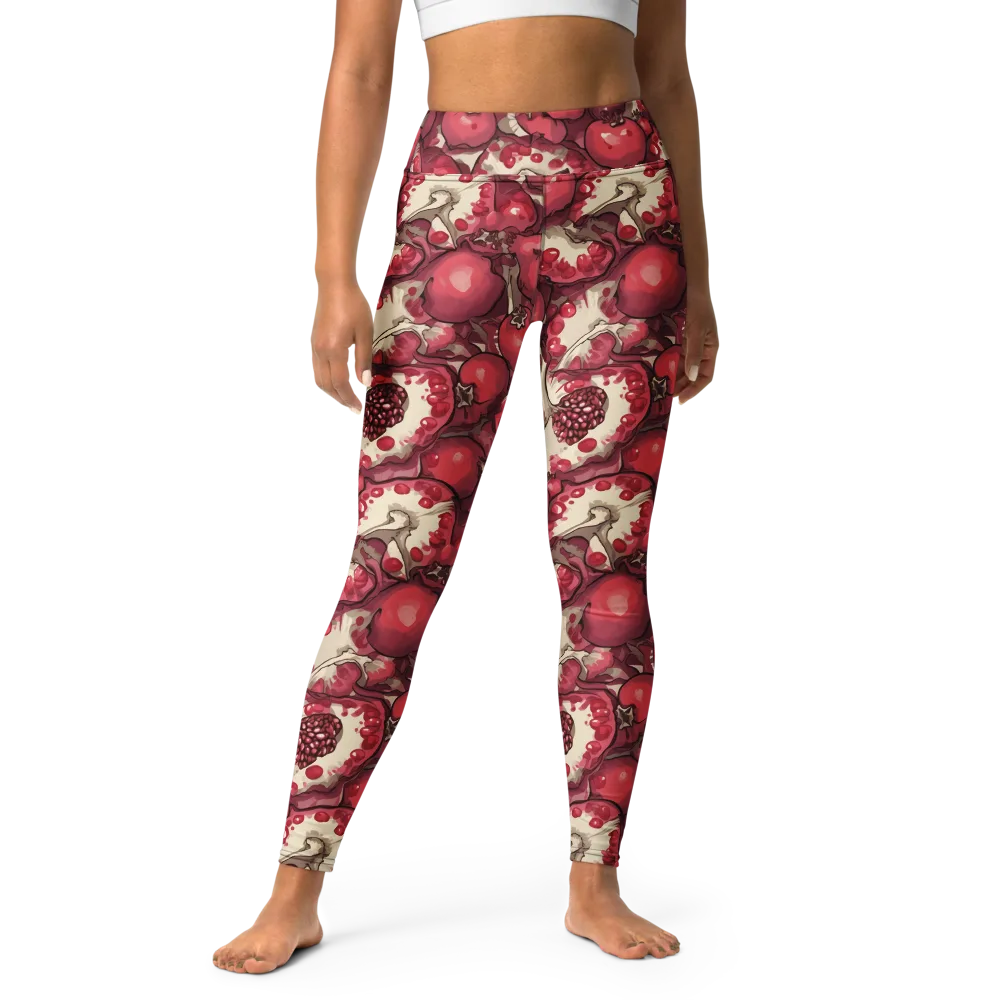 Pomegranate Rhapsody on Yoga Leggings — Front