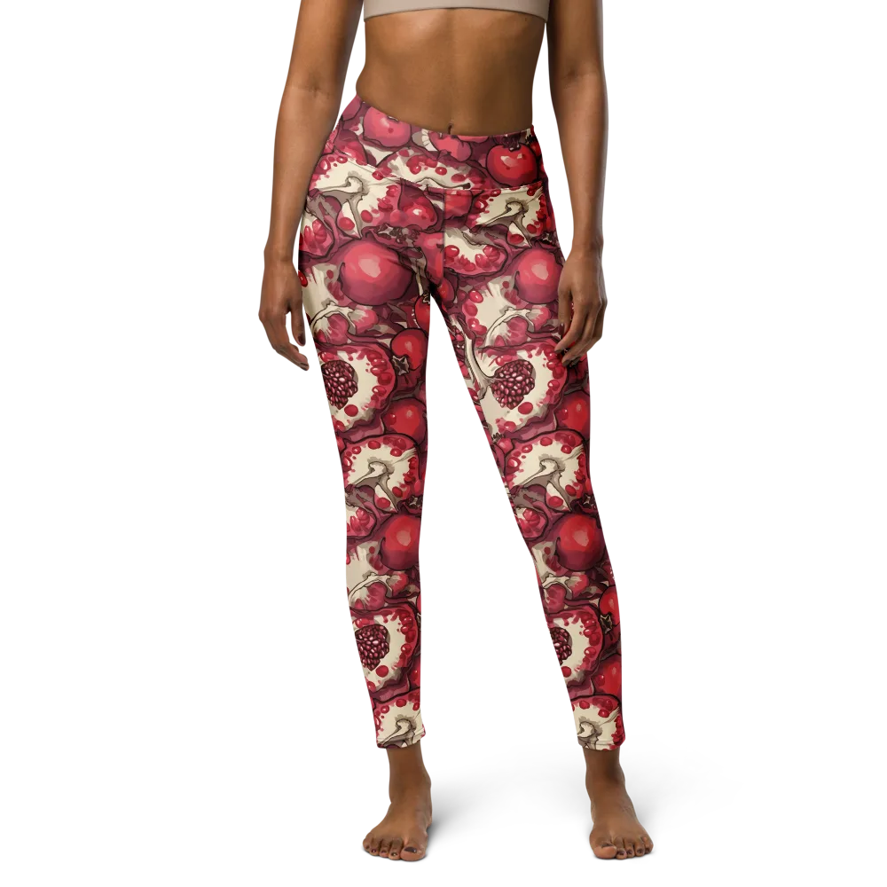 Pomegranate Rhapsody on Yoga Leggings — Front