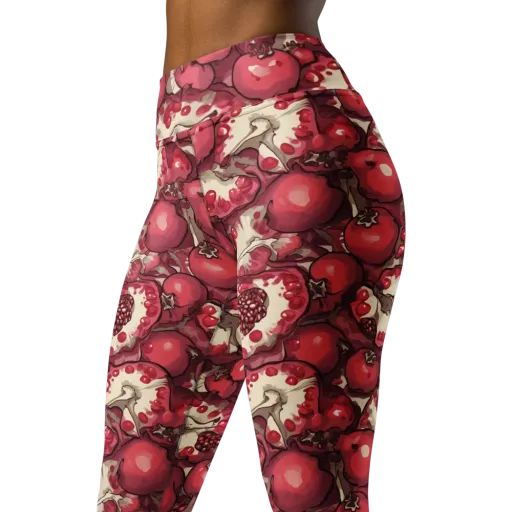 Pomegranate Rhapsody on a Yoga Leggings