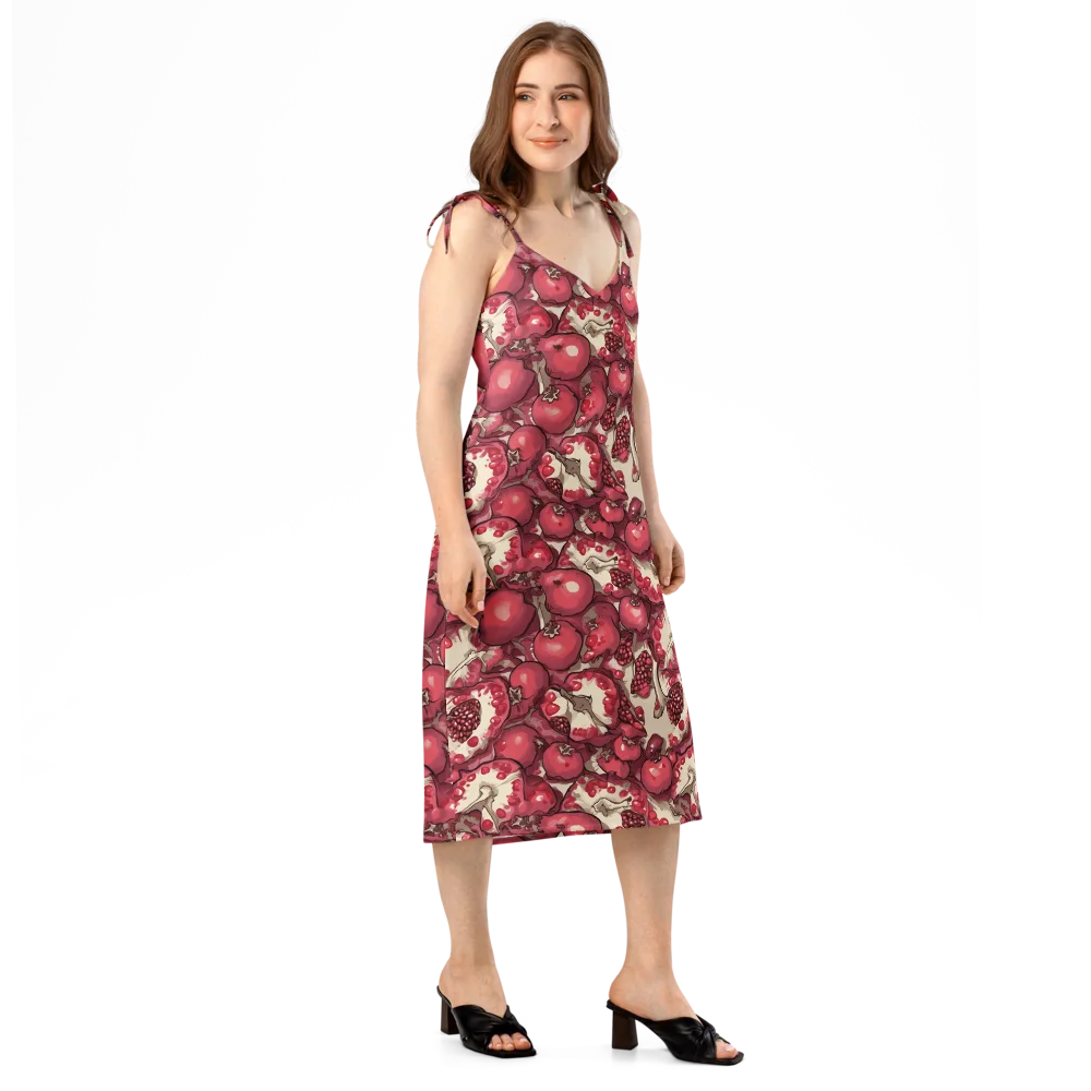 Pomegranate Rhapsody on Slip Dress — Right Front