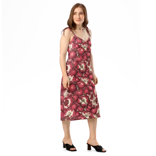 Pomegranate Rhapsody on a Slip Dress