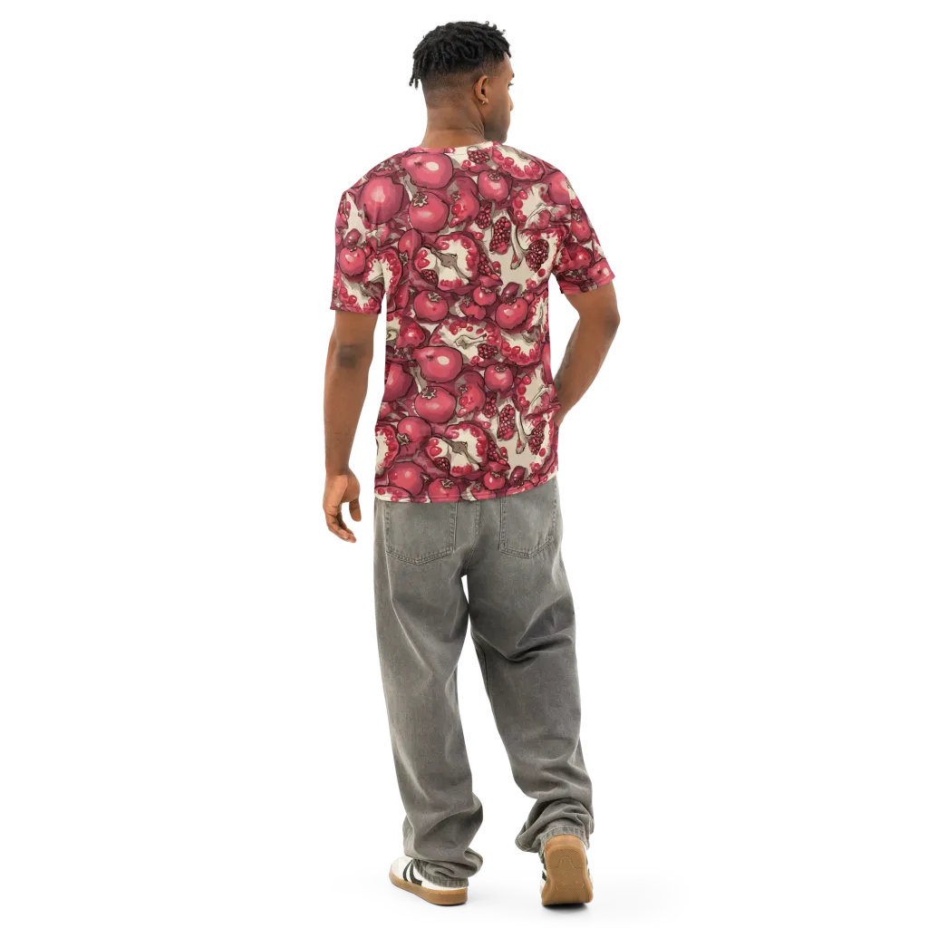 Pomegranate Rhapsody on Men's Cotton Crew Neck T-Shirt — Back