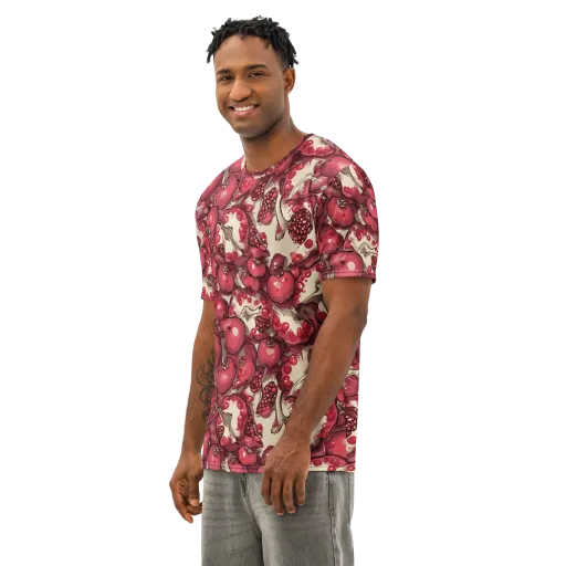 Pomegranate Rhapsody on a Men's Cotton Crew Neck T-Shirt