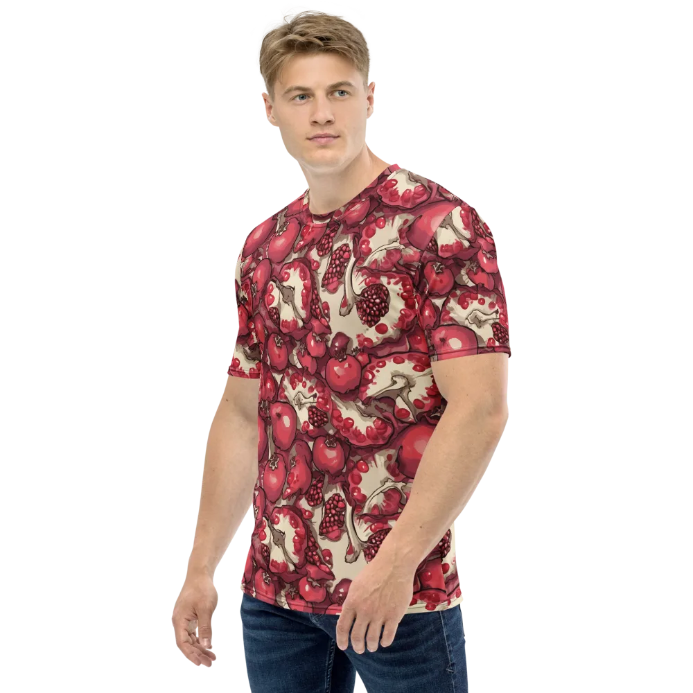 Pomegranate Rhapsody on Men's Crew Neck T-Shirt — Left