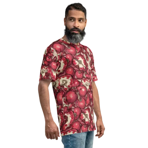 Pomegranate Rhapsody on a Men's Crew Neck T-Shirt