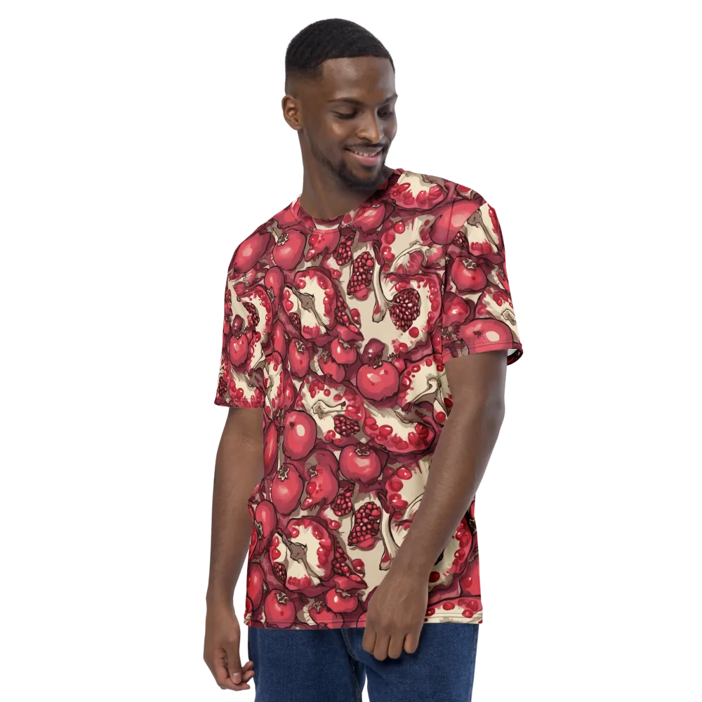 Pomegranate Rhapsody on Men's Crew Neck T-Shirt — Left