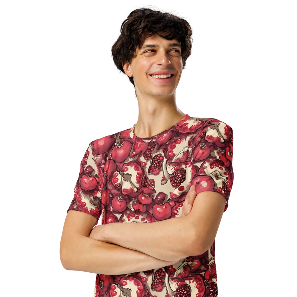 Pomegranate Rhapsody on Men's Crew Neck T-Shirt — Left Front