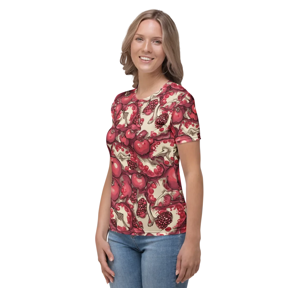 Pomegranate Rhapsody on Women's Crew Neck T-Shirt — Left