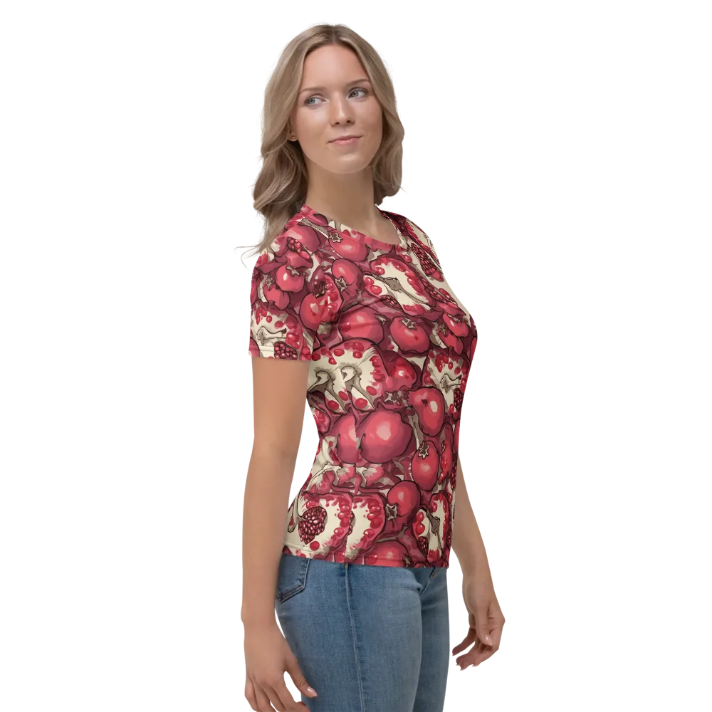 Pomegranate Rhapsody on Women's Crew Neck T-Shirt — Right