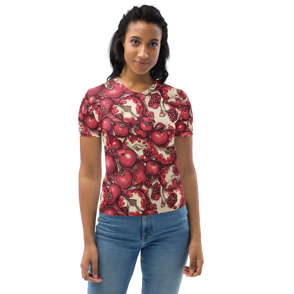 Pomegranate Rhapsody on Women's Crew Neck T-Shirt — Front