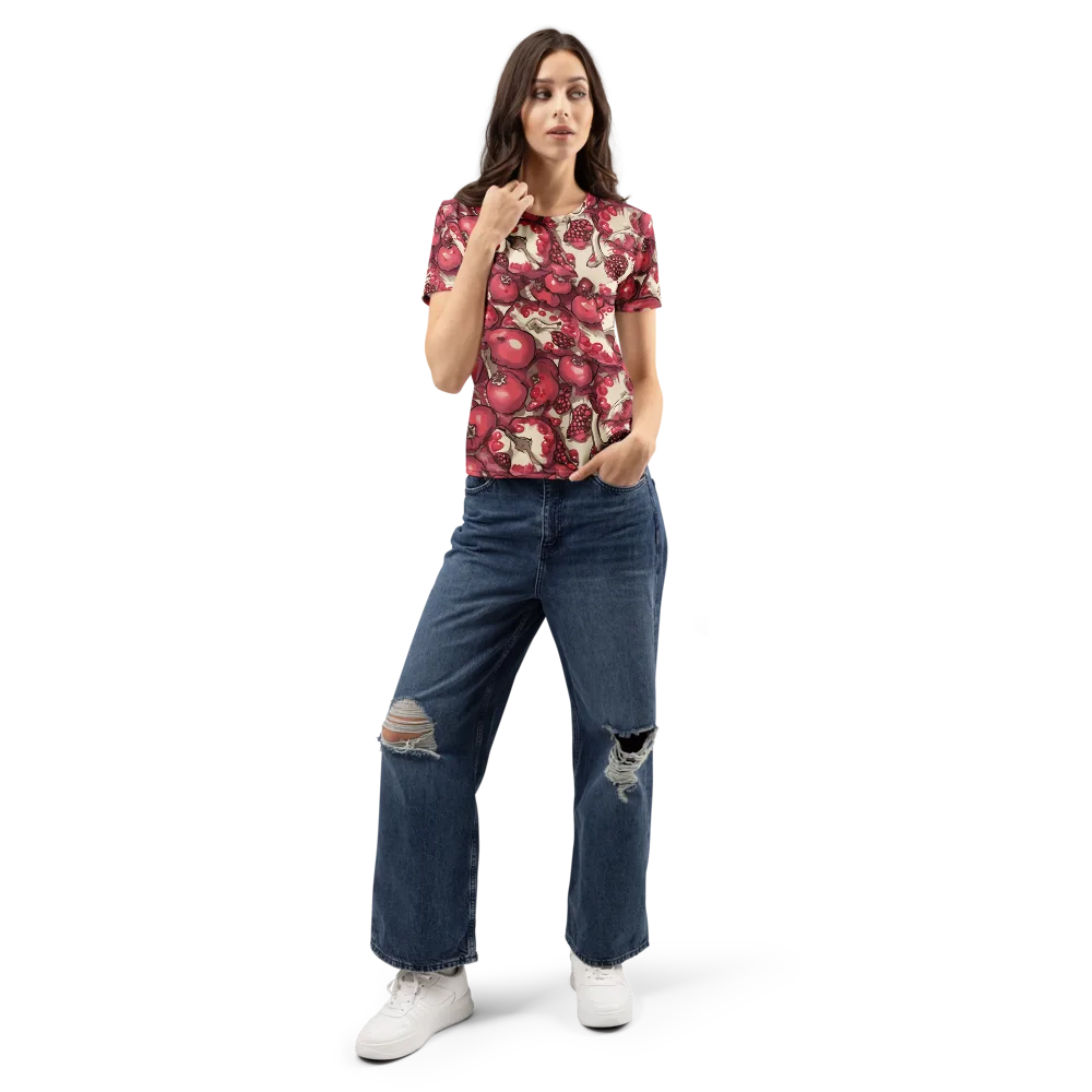 Pomegranate Rhapsody on Women's Crew Neck T-Shirt — Front