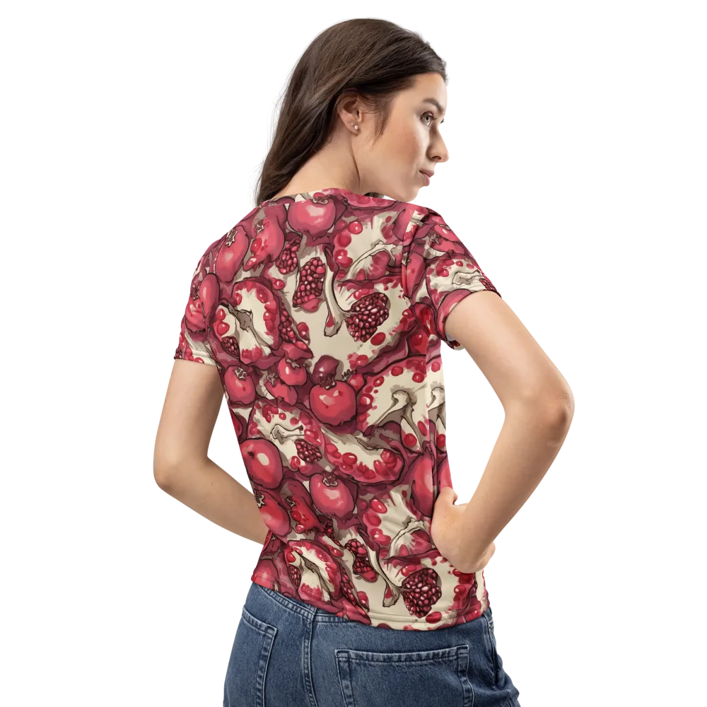 Pomegranate Rhapsody on Women's Crew Neck T-Shirt — Back