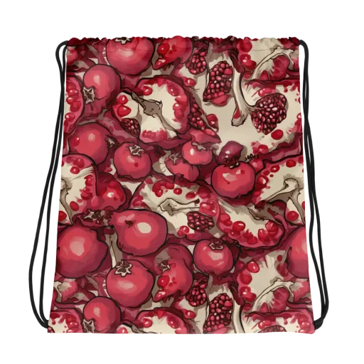 Pomegranate Rhapsody on a Drawstring Bag