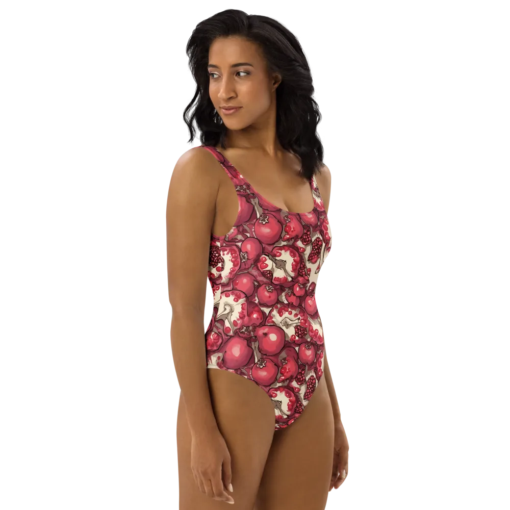 Pomegranate Rhapsody on One-Piece Swimsuit — Right