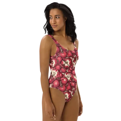 Pomegranate Rhapsody on a One-Piece Swimsuit