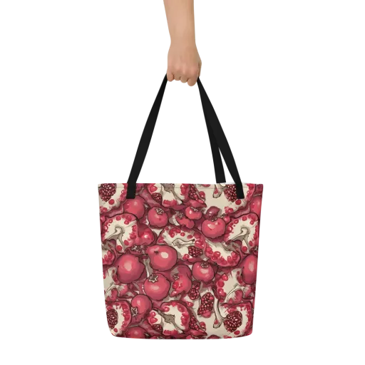Pomegranate Rhapsody on a Large Tote Bag W/ Pocket