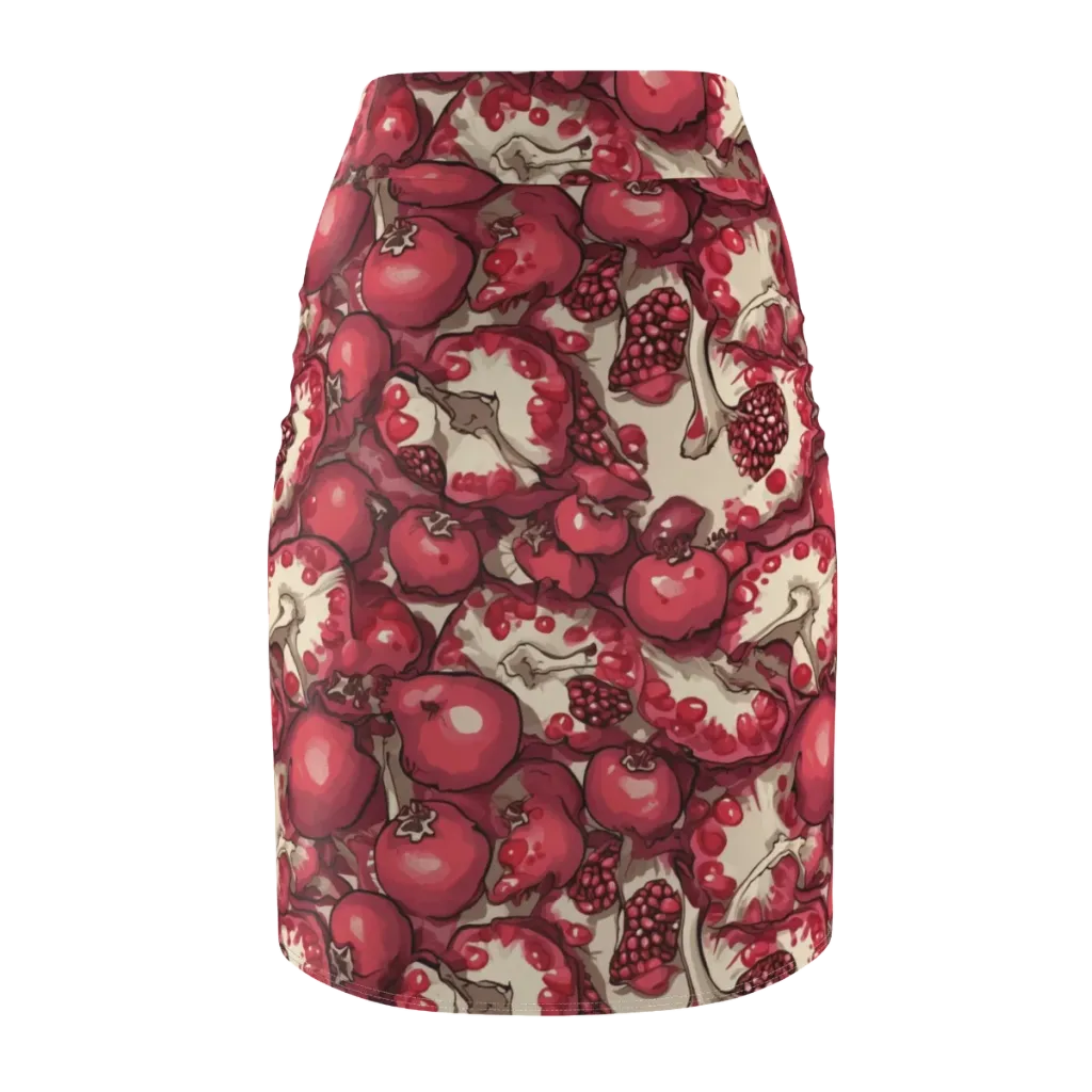 Pomegranate Rhapsody on Pencil Skirt — Back