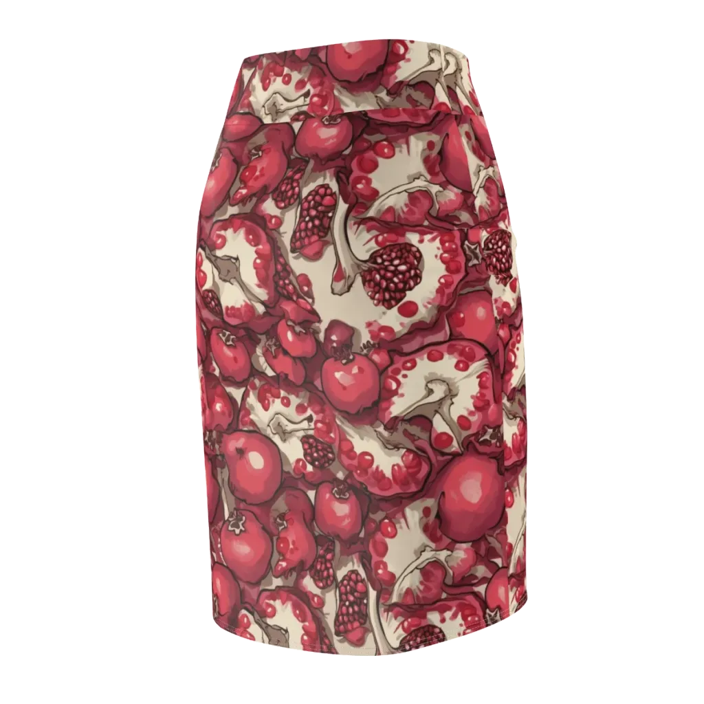 Pomegranate Rhapsody on Pencil Skirt — Back Side