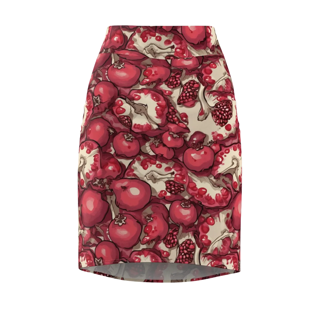 Pomegranate Rhapsody on Pencil Skirt — Front