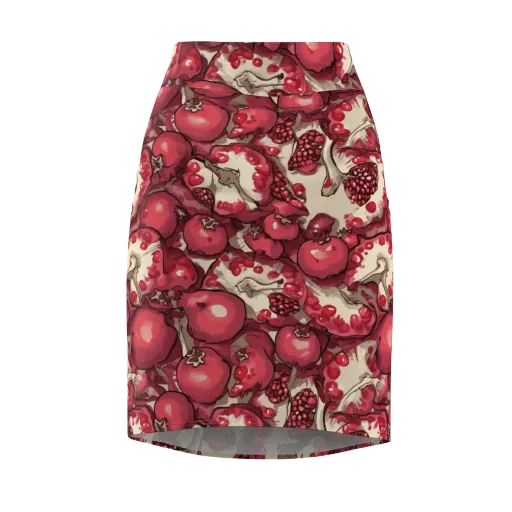 Pomegranate Rhapsody on a Pencil Skirt