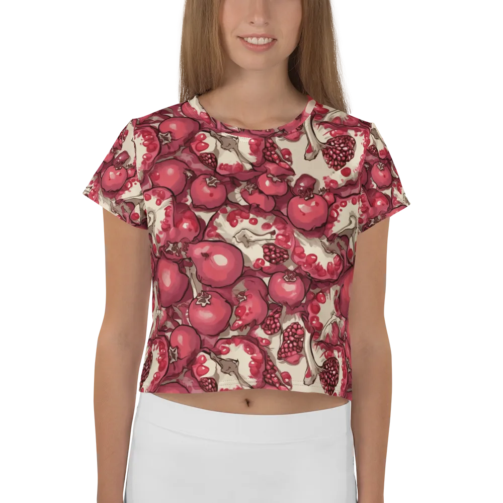 Pomegranate Rhapsody on Crop Tee — Front
