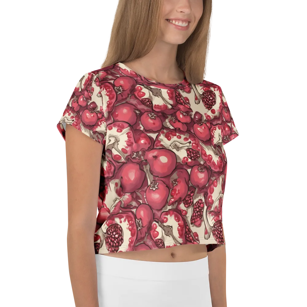 Pomegranate Rhapsody on Crop Tee — Right