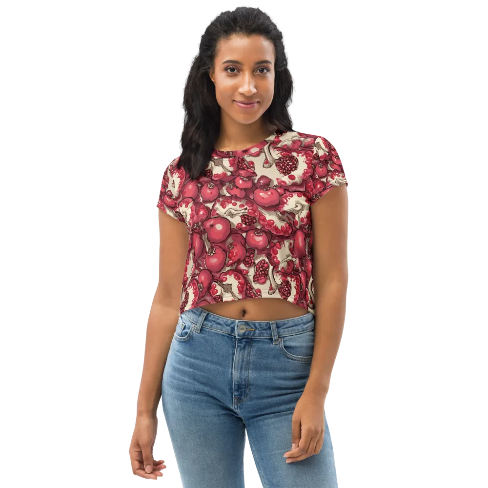 Pomegranate Rhapsody on Crop Tee — Front