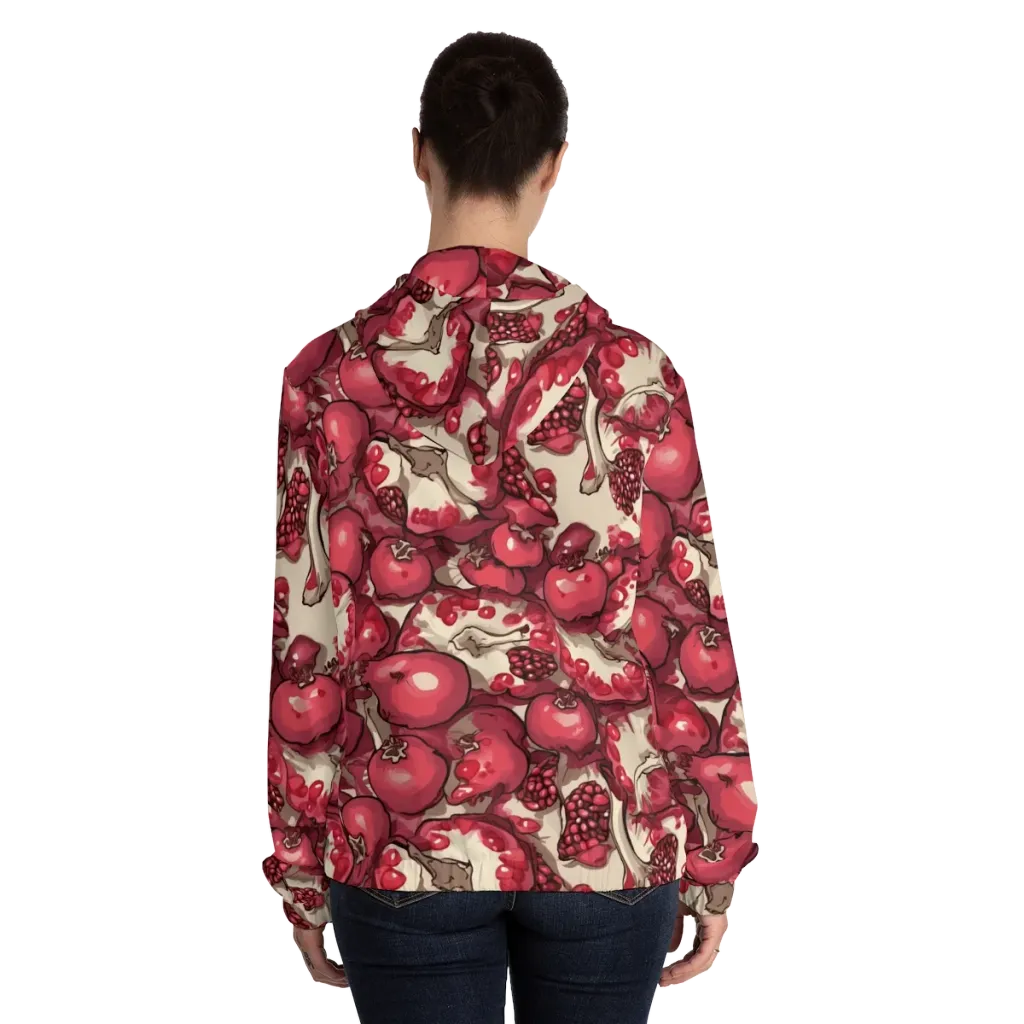 Pomegranate Rhapsody on Women's Full-Zip Hoodie — Back On Person