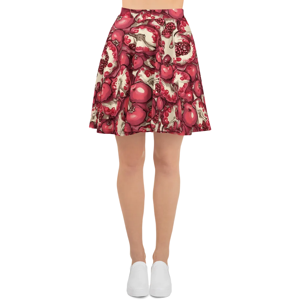 Pomegranate Rhapsody on Skater Skirt — Front