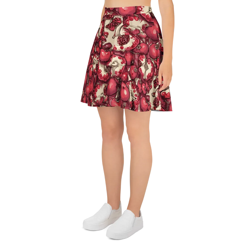 Pomegranate Rhapsody on Skater Skirt — Left