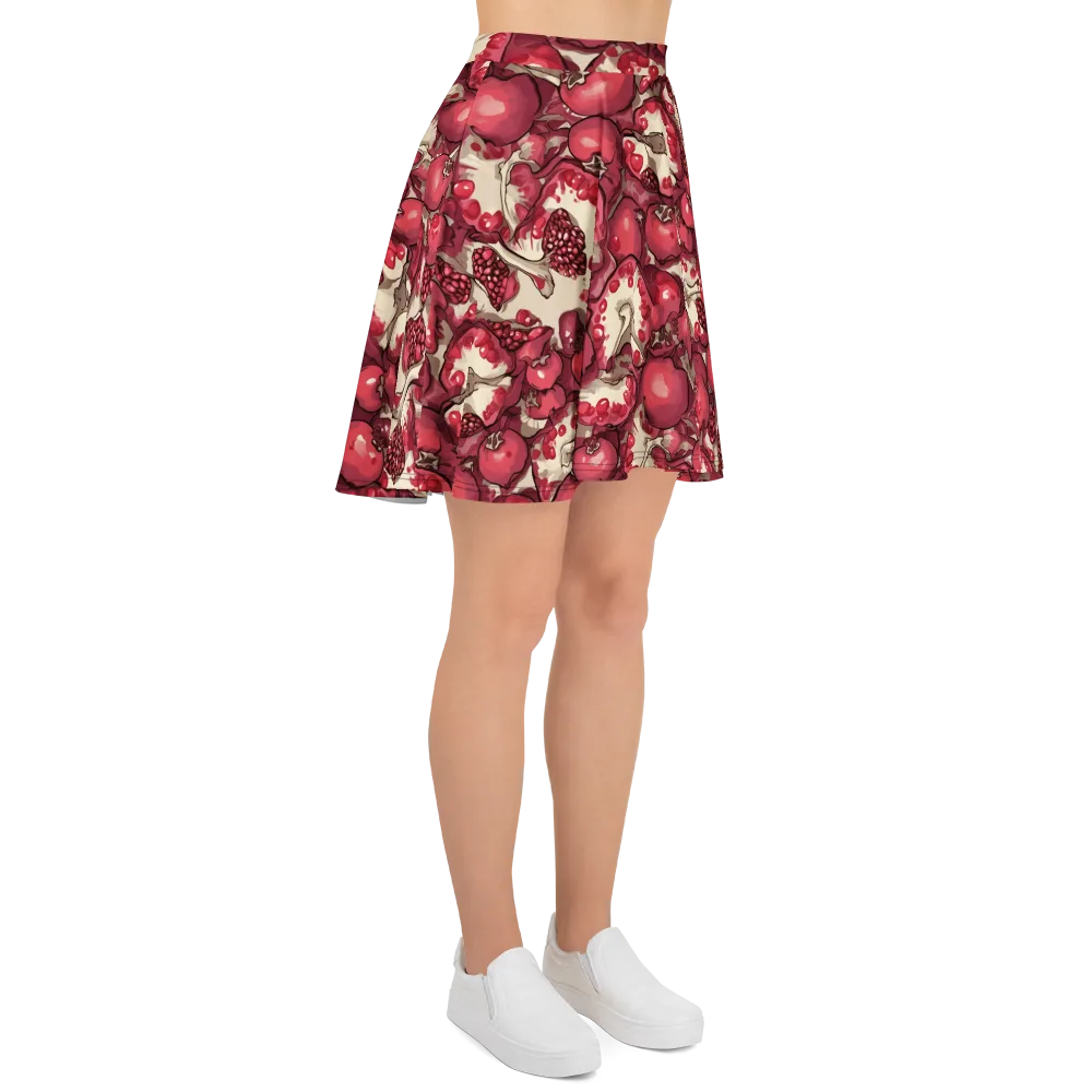 Pomegranate Rhapsody on Skater Skirt — Right