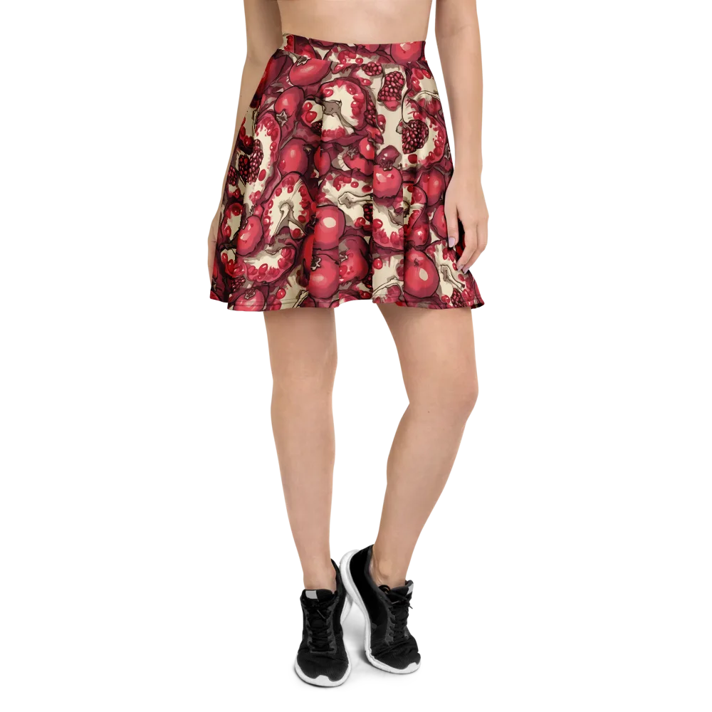 Pomegranate Rhapsody on Skater Skirt — Front