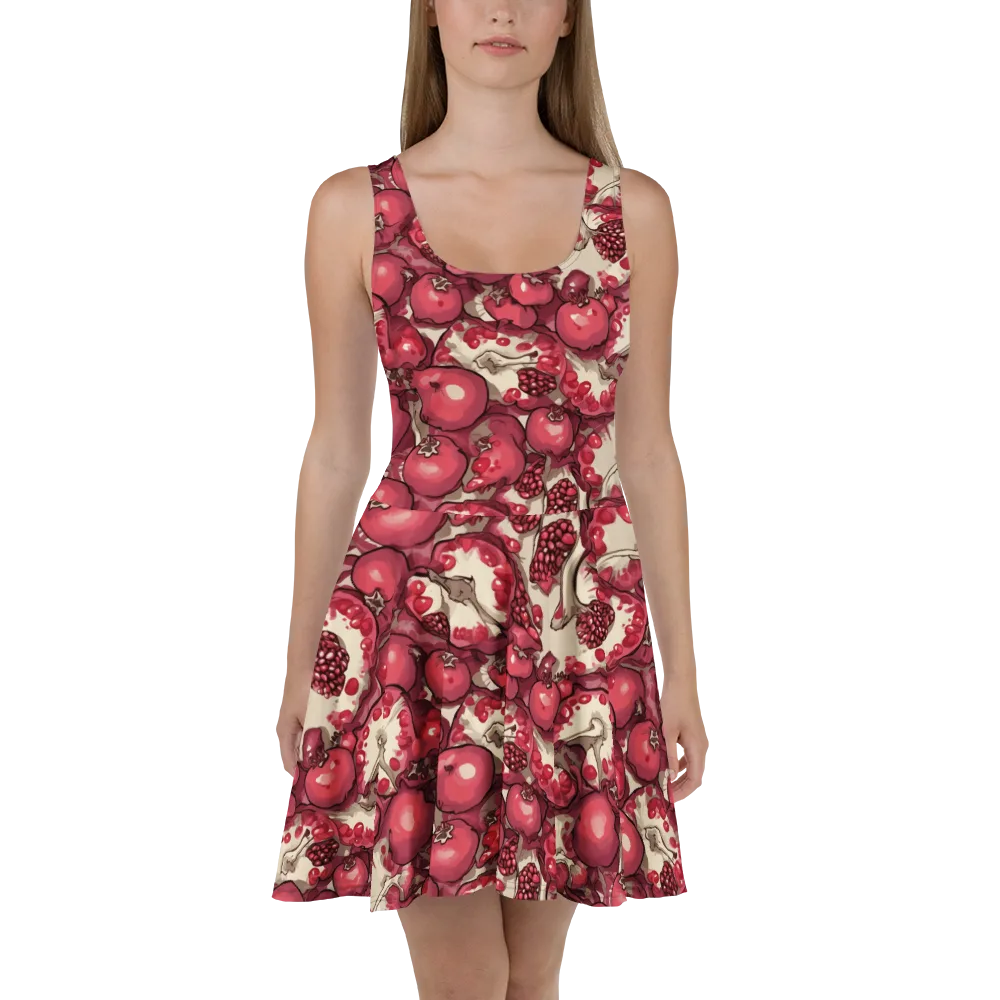 Pomegranate Rhapsody on Skater Dress — Front