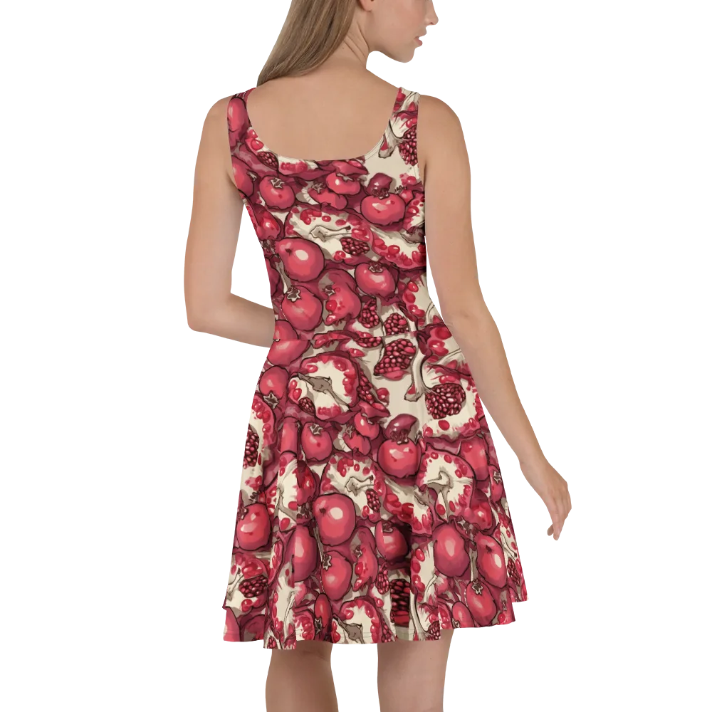 Pomegranate Rhapsody on Skater Dress — Back