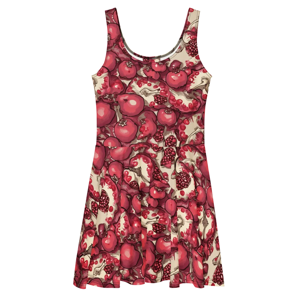 Pomegranate Rhapsody on Skater Dress — Front
