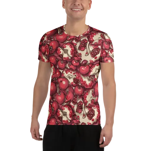 Pomegranate Rhapsody on a Men's Athletic T-Shirt