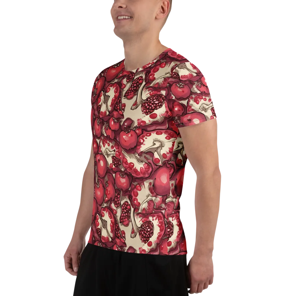 Pomegranate Rhapsody on Men's Athletic T-Shirt — Left