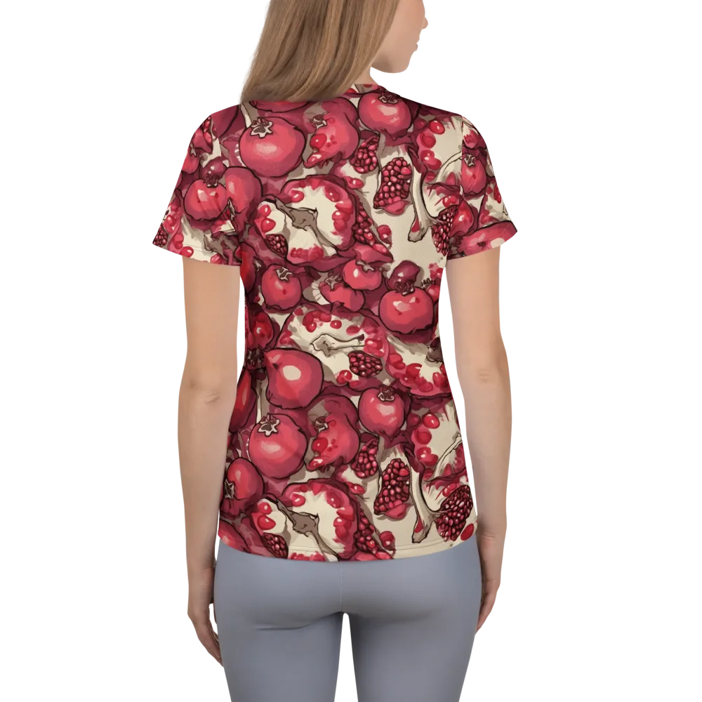 Pomegranate Rhapsody on Women's Athletic T-Shirt — Back